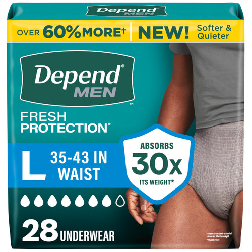 Depend Fresh Protection Adult Diapers for Men, Large, 28 Count
