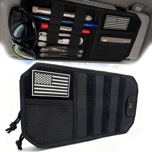 NIXNEHC Car Sun Visor Organizer, Tactical MOLLE Panel for Truck SUV