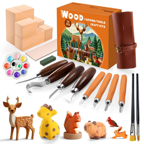 Wood Carving Kit for Beginners & Kids -Whittling Kit with Blocks and Paint