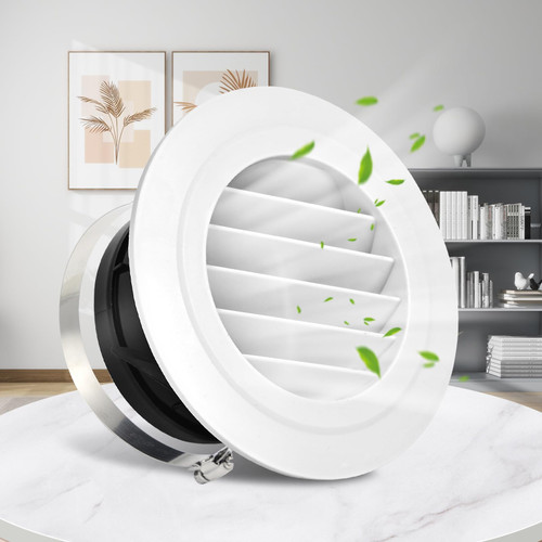 TIHCXNY Soffit Vents 6 Inch, Round Exhaust Air Vent Cover with Built-in Fly Screen for Bathroom Kithchen Office Home, White 1P