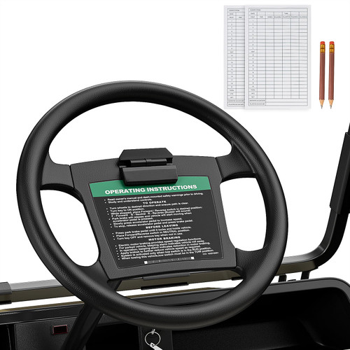KyuerWK Club Car DS Steering Wheel Original Factory, Upgrade Anti-Slip Golf Cart Steering Wheel with Golf Pencil & Scorecard, Fits Club Car DS, OEM# 1016156, 1016219 (Black)
