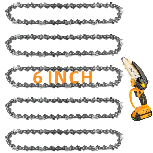 5 Pack 6 Inch Chainsaw Chain - 1/4" LP Pitch .043" Gauge 37 Drive Links - Replacement Chains for 6-inch Cordless Electric Portable Mini Chainsaws for Pruning Shears and Wood Cutting