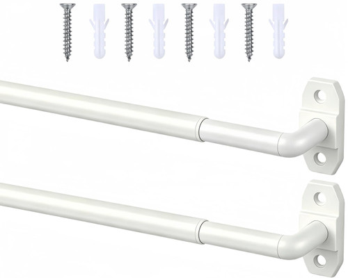 2 Pack Small Curtain Rods Adjustable 18-32 Inch, White Sash Rod for French Doors Windows,5/8 In.Diameter