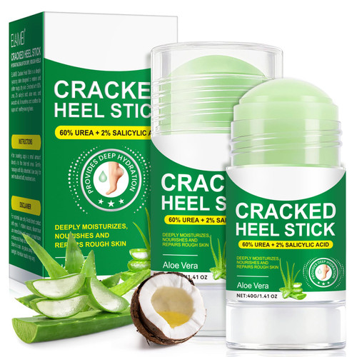 HJFRONGF 2 Pcs 60% Urea Cream Stick Plus 2% Salicylic Acid, Urea Foot Cream with Aloe Vera for Rough, Dry Feet, Calluses and Cracked Heels, Foot Moisturizing Balm