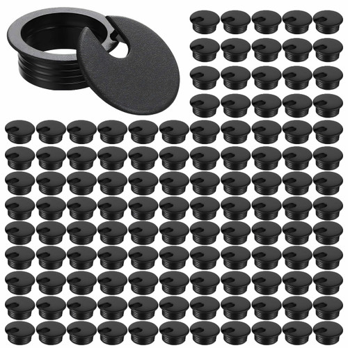 120 Pack Desk Grommet 2 Inch, Plastic Cable Grommet Hole Cover for Cables Organizer, Office PC Computer Desk Cord Management (Black)