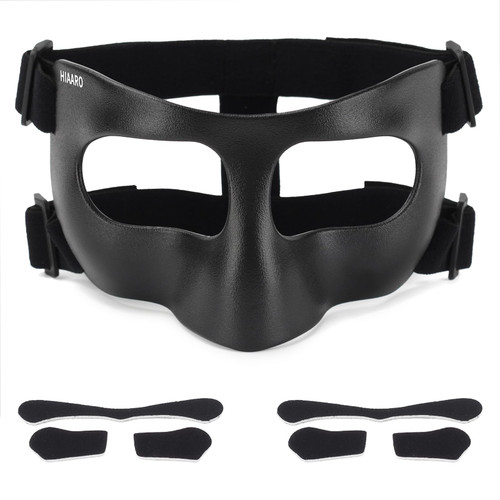 HIAARO QK03B Matte Nose Guard for Broken Nose, Basketball Face Mask, Protective Sports Shield for Soccer, Adjustable with Padding for Men and Women