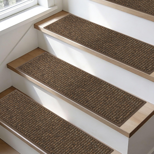 BEQHAUSE Stair Treads Non Slip for Wooden Steps 28x9in, 15pcs, Brown