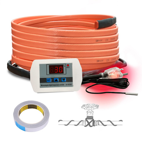 Cupohus 25FT Self-Regulating Heat Tape for Water Pipes with Digital Display