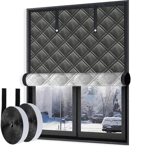 Window Draft Insulation Cover for Winter Adjust Height or Width Max 47"x63"