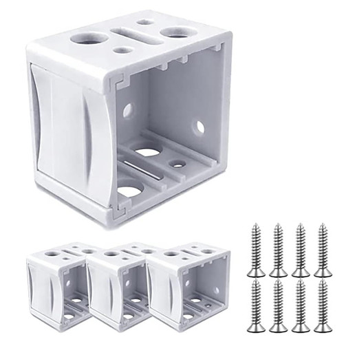 YTgilo 4PCS 1 Inch Mini Blind Brackets with 8 Screws Curtain Fixing Bracket Box White Plastic Deformation Resistant Mounting Brackets for Top Side Rear Rail Installation Indoor and Outdoor Universal