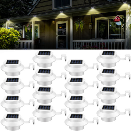 Yinder 16 Pcs Gutter Light Solar Powered, Outdoor Fence Light, White