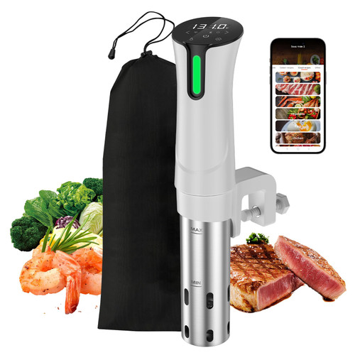 5G WIFI Sous Vide Machine|1100 Watts Sous Vide-Precision Cooker with Bag, Recipes| Thermal Immersion Circulator, Fast Heating with Accurate Temperature and Timer, LED Touch Screen/APP Control,White