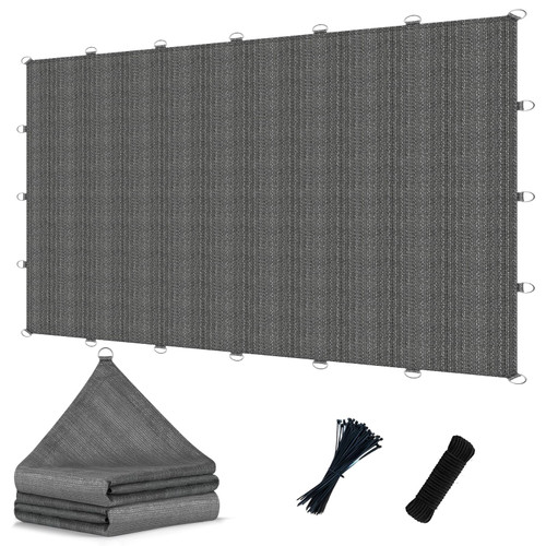 POYEE 90% 10x30ft Sun Shade Cloth with Reinforced Corner Webbing & D-Rings
