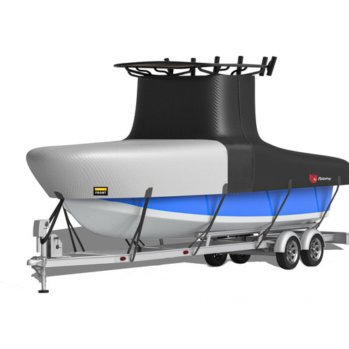 T-Top Boat Cover, 22'-24' Long Beam Width up to 116", Blk Gry