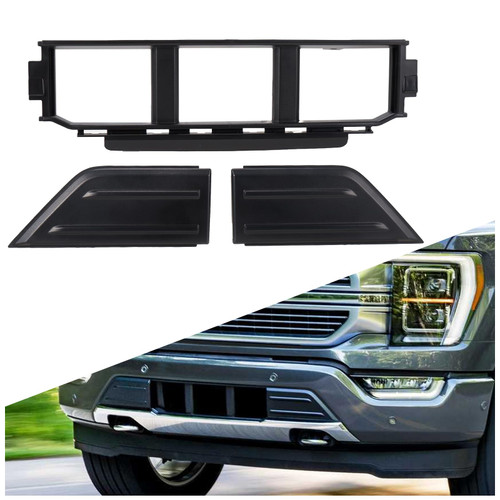 HAKA TOUGH Front Bumper Trim Center Cover Kit for Ford F150 2021-2023,for f150 Front Bumper Plastic Front Bumper Grille & Front Bumper Guards Pads End Caps Cover .(3PCS)