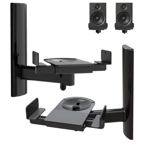 JiffyPoint Speaker Wall Mounts,Adjustable Swivel & Tilt,55 Lbs,1Pair Black