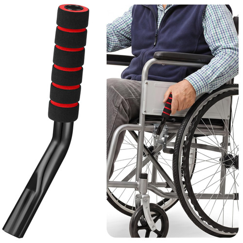 HolyMaji Wheelchair Brake Extenders, 5 Inch Anti-Slip Brake Extension Handles Replacement for Wheelchair Wheel Lock Grips, Transport Chair, Power Chair Accessories (Black)