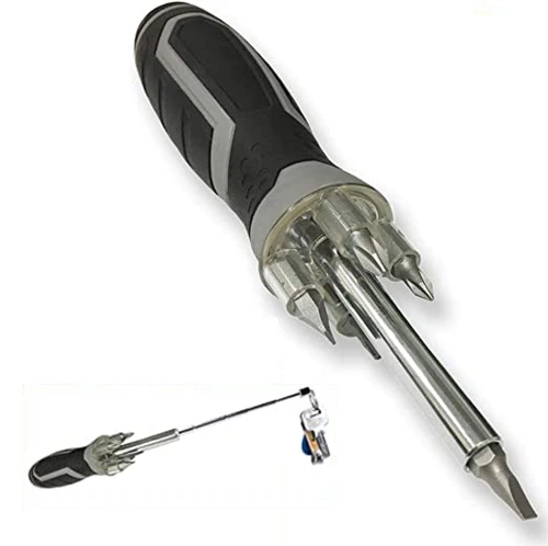 Light Driver LED Screwdriver with Drive Socket and 12" Telescoping, MAGNETIC Pick-up Tool