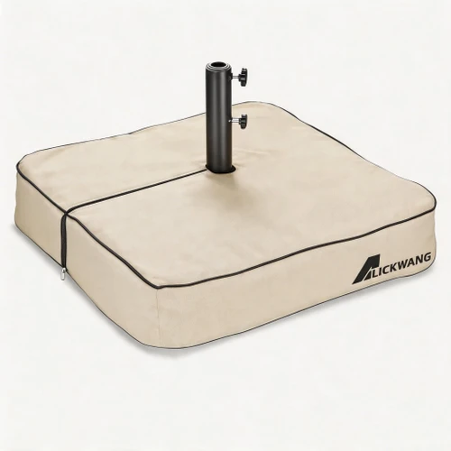 Alickwang Patio Umbrella Base Cover,Heavy Duty 600D Waterproof Anti-UV Outdoor Square Umbrella Stand Base Covers,Cover Only.Black (Beige, 30" L x 30" W x 6" H)