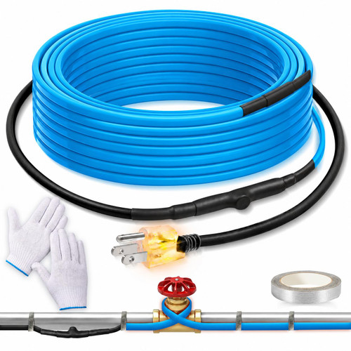40ft Heat Tape with Thermostat, Self-Regulating Heat Trace for Water Pipes