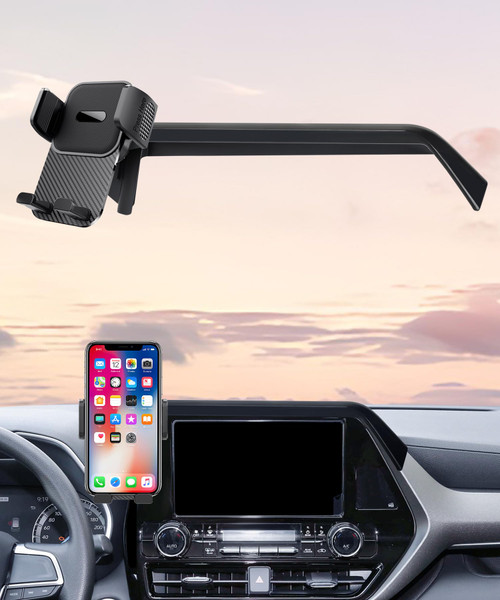 LAUFITMT Car Phone Holder for Toyota Highlander 2020-2025 Accessories 8 Inch Screen Fixed Clip Adjustable 360 Degree Rotation Cell Phone Mount Hands Free