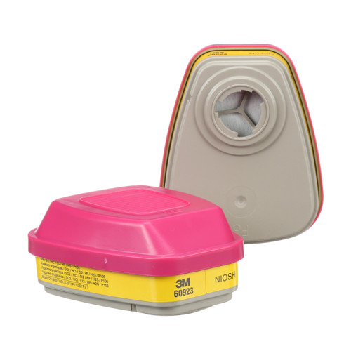 3M P100 Respirator Cartridge/Filter 60923, NIOSH Approved, 1 Pair