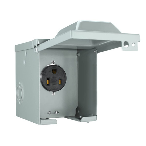 Miady 50 Amp 6-50R Power Outlet Box 250 Volt, Enclosed Lockable Weatherproof Outdoor Electrical NEMA 6 50R Receptacle Panel, for Welder EV RV Electric Car Generator