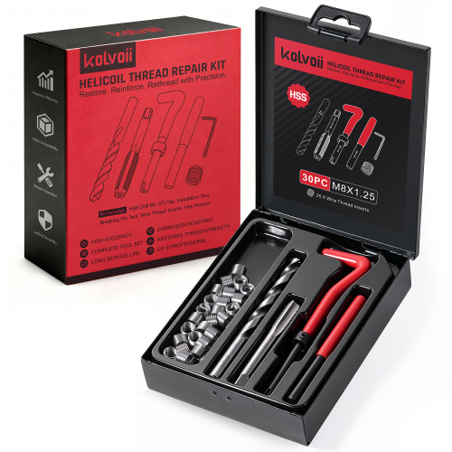 Kolvoii M8 x 1.25 Helicoil Thread Repair Kit, Metric Helicoil Kit