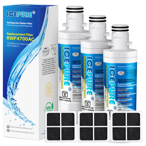 ICEPURE LT1000PC Refrigerator Water Filter and LT120F Air Filter, 3 Combo
