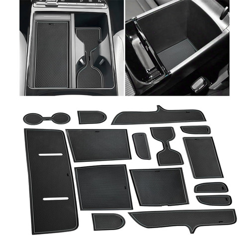 for Hyundai Tucson 2025 2026 Accessories Door Slot Mats Cup Holder Insert Coaster Center Console Liner Glove Box Cover for Hyundai Tucson Limited/Hybrid Interior Trim Non-Slip Pad 15PCS Set, Black
