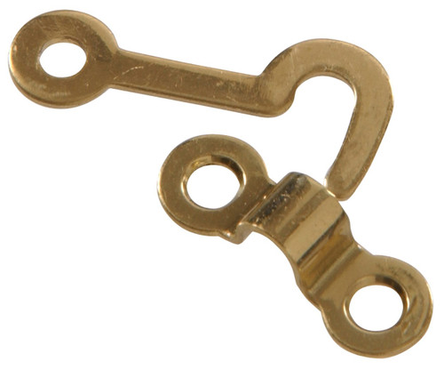 The Hillman Group 853010 Solid Brass Decorative Hooks with Staples - Bright Brass Finish 2-Pack