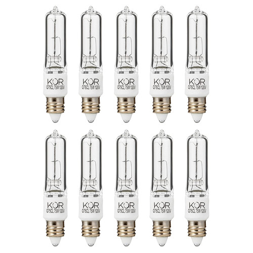 KOR T4 E11 Halogen Light Bulbs, 75W, Clear, 10-Pack