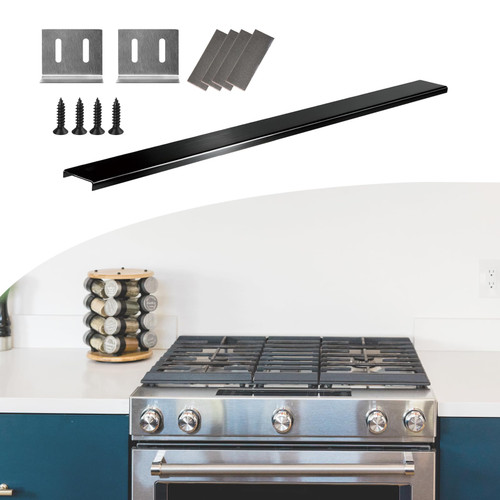 30" Slide-in Range Rear Filler Kit,Range Gap Filler, Stainless Steel Back Gap Cover for Stove, Stove Trim Kit Between Stove and Backsplash. (BLACK 30"x2.2")
