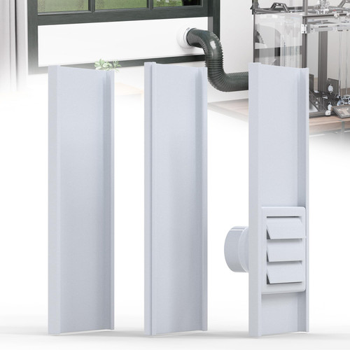 Wintcomfort Window Vent Kit with Louvered Vent Cover Fit for 3" and 4" Vent Hose, Adjustable Window Seal Panels for 3"/4" Exhaust Ventilation Duct of Laser Engraver/3D Printer Enclosure, Dryer