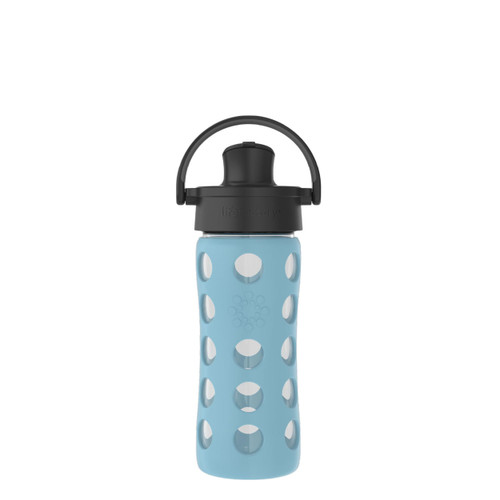 Lifefactory 12oz Glass Water Bottle with Active Cap, Denim