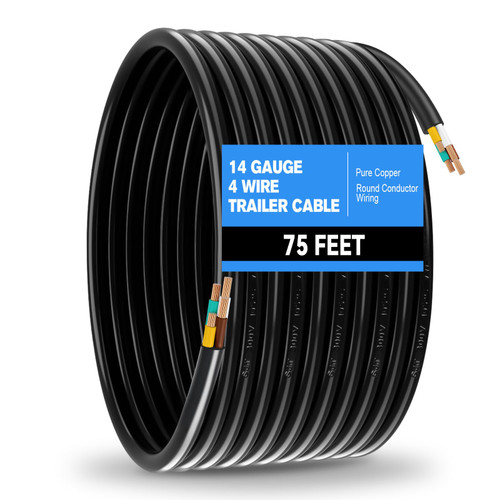 100 FT 14 Gauge 4 Wire Trailer Wire Pure Copper 4 Conductor Wires