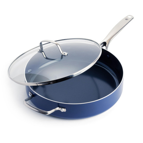 Blue Diamond 5QT PFAS-Free Ceramic Nonstick Sauté Pan with Lid, Blue