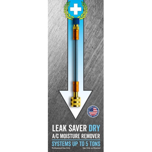 Leak Saver Direct Inject Dry A/C Moisture Remover (No Leak Sealant, Moisture Remover Only) - For Systems Up to 5 Tons - Converts Moisture into Synthetic Oil - Created and Used by HVAC Pros - USA Made