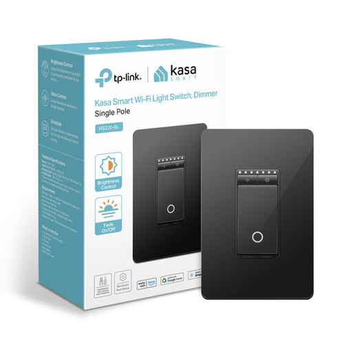 Kasa Smart Dimmer Switch HS220-BL, Single Pole, Needs Neutral Wire