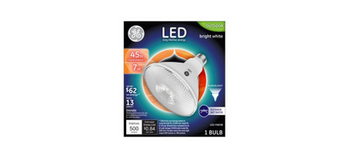 GE Lighting 38460 LED Flood Light Bulb, Bright White, Clear, Par38, 500 Lumens, 7-Watts - Quantity 1