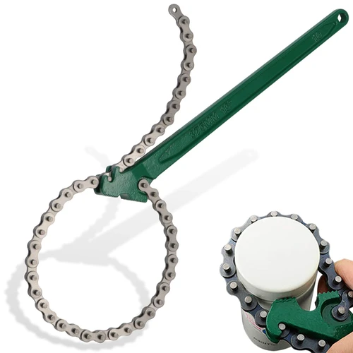 boeray 15 Inch Heavy-Duty Ratcheting Chain Wrench Reversible Oil Filter Tool Pipe Fittings Tools Fit Max 8 Inch Diameter