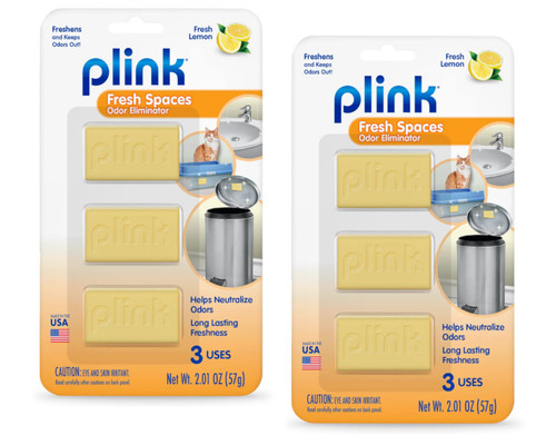 Plink Fresh Spaces Garbage Odor Eliminators, Fresh Lemon Scent 3 count, Pack of 2