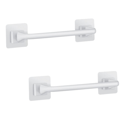 Liitrton 2 Pack Adhesive Towel Bar, No Drill 8 Inch Bath Towel Rack, White