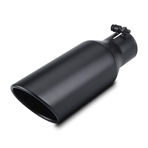 LCGP 2.5 Inch Inlet Exhaust Tip 2.5" x 4" x 12" Black Exhaust Tailpipe With Blot-On Design, Universal for Car