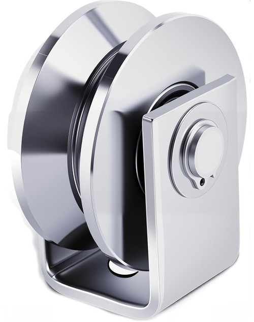Chiloskit Heavy Duty Pulley Block with Bracket for Rope, 2 inch 304 Stainless Steel Sliding Gate Caster Bearing V Groove Guide Rollers Wheel System for Lifting,660 lbs Capacity (V)