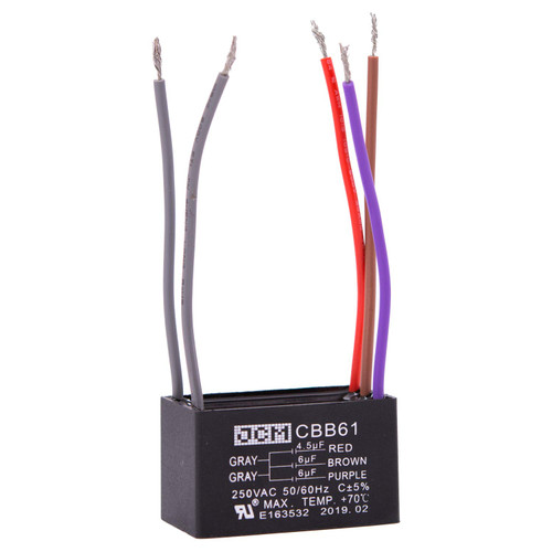 JCM CBB61 Ceiling Fan Capacitor 4.5/6/6 uF 250VAC 50/60Hz 5 Wire