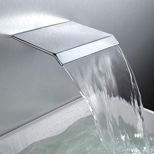 AZOS Waterfall Bath Spout Wall Mount Tub Filler Brass Waterfall Bathtub Spout Adapter High Flow Tub Shower Faucet Sprayer Attachment, Chrome Finish