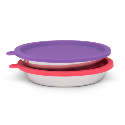 Messy Cats 4 Piece Set, 2 Stainless Bowls and 2 Lids, 1.75 Cup