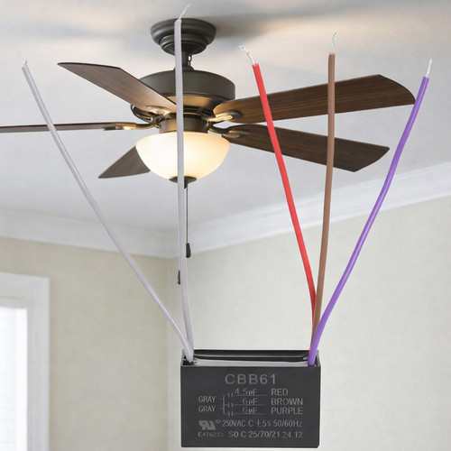 Podoy Ceiling Fan Capacitor 5 Wire CBB61 4.5uF 6uF 6uF AC250V
