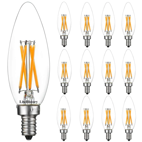 LiteHistory B10 E12 Led Bulb,Light Bulbs 60 watt Soft White,Dimmable,2700K